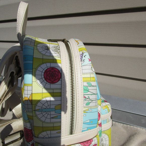 Loungefly Disney Beauty and the Beast Stained Glass Windows Mini Backpack